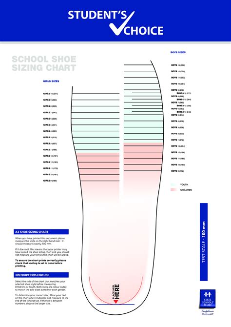 Printable Shoe Size Charts